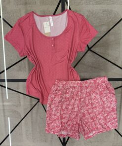 Alternative view of Pyjama short haut demi manche " Rose "