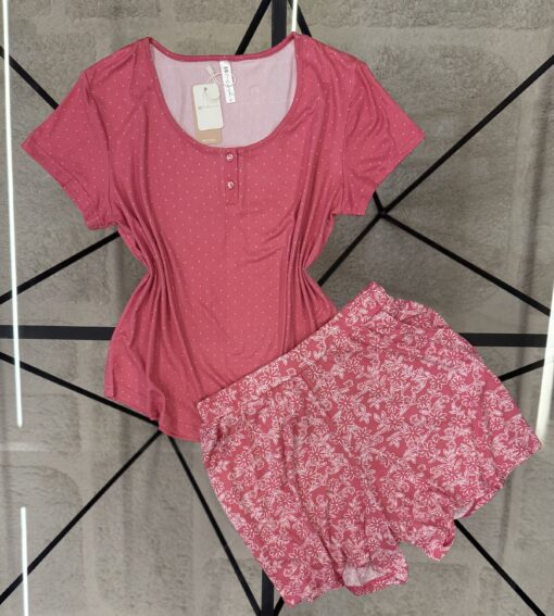 Pyjama short haut demi manche " Rose "