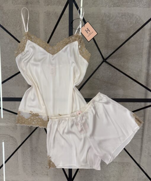 Bustier-short en satin H " Blanc cassé "