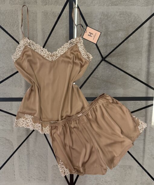 Bustier-short en satin H " Beige foncé "