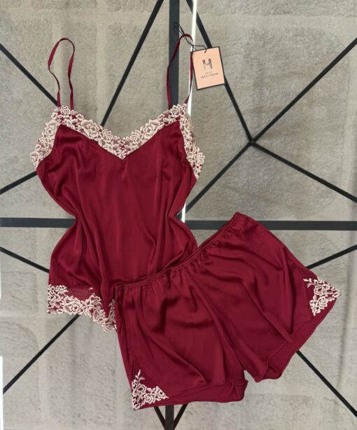 Bustier-short en satin H " Bordeaux "