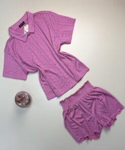 Alternative view of Pyjama short haut demi manche " Rose "