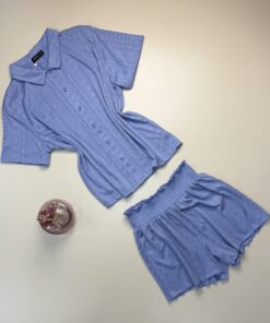 Alternative view of Pyjama short haut demi manche " Bleu "