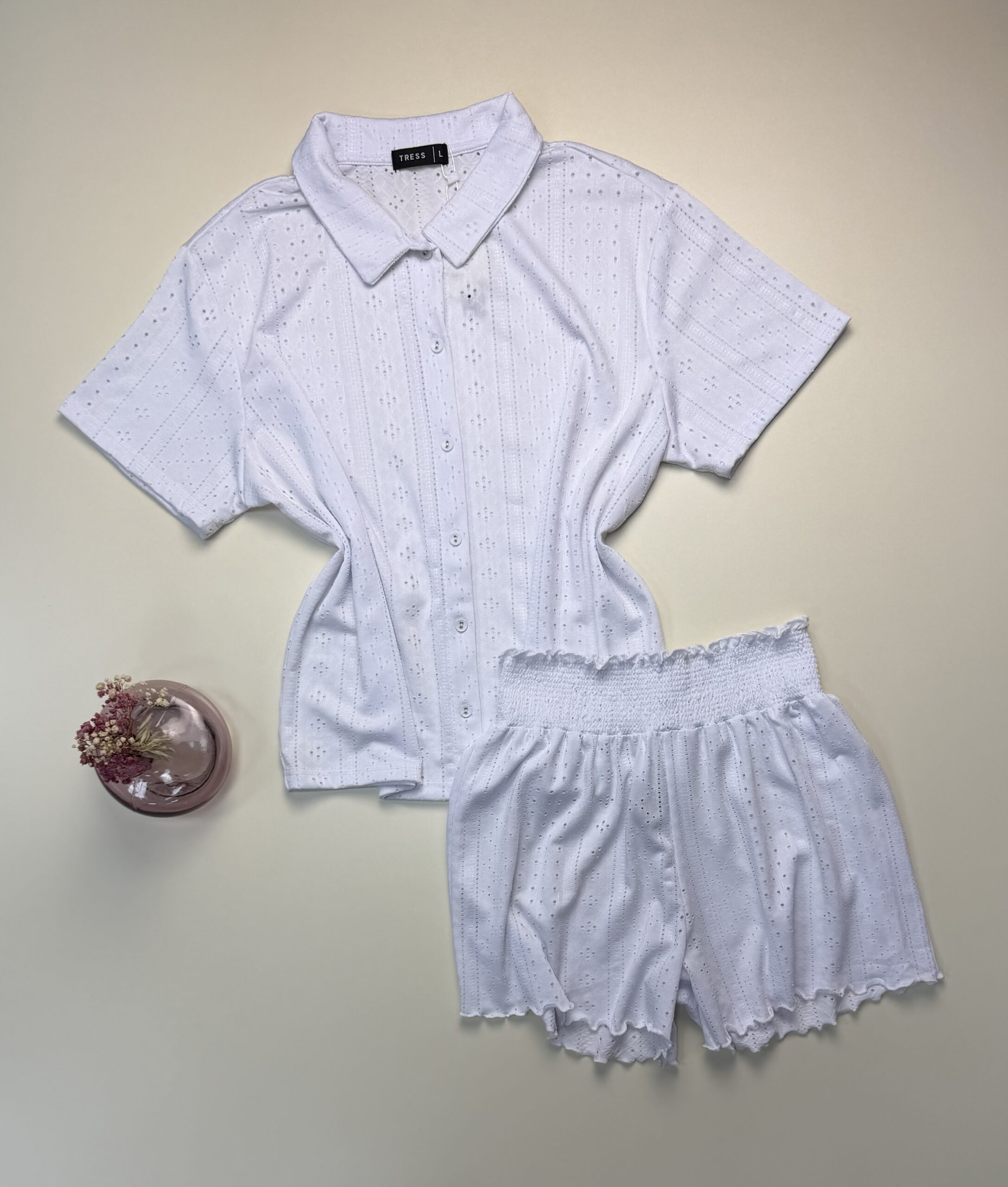 Pyjama short haut demi manche " Blanc "