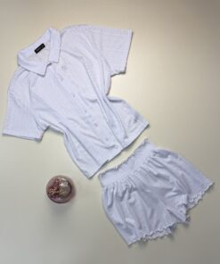 Alternative view of Pyjama short haut demi manche " Blanc "