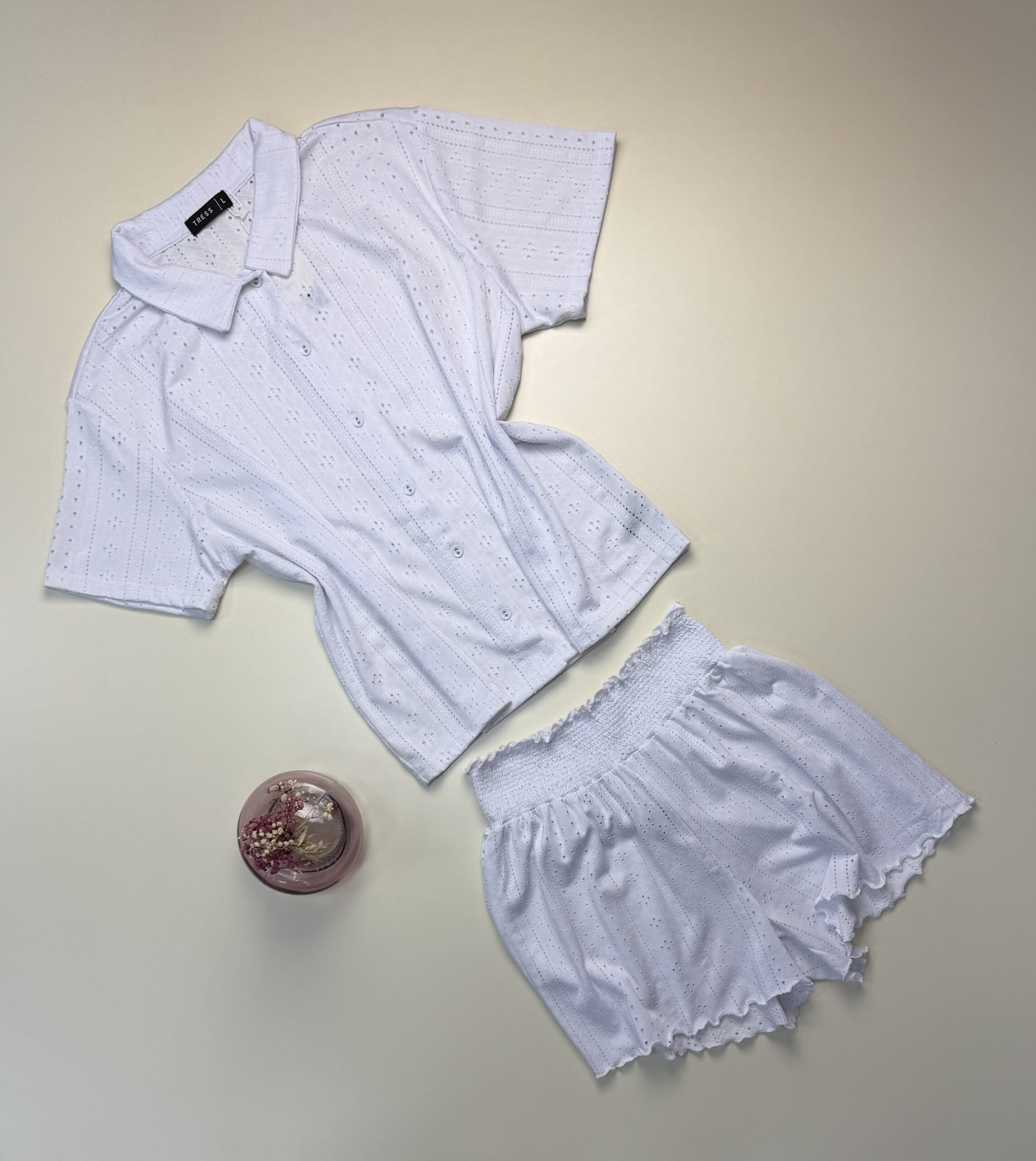 Pyjama short haut demi manche " Blanc " – Image 2