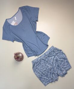 Alternative view of Pyjama short haut demi manche " Bleu "