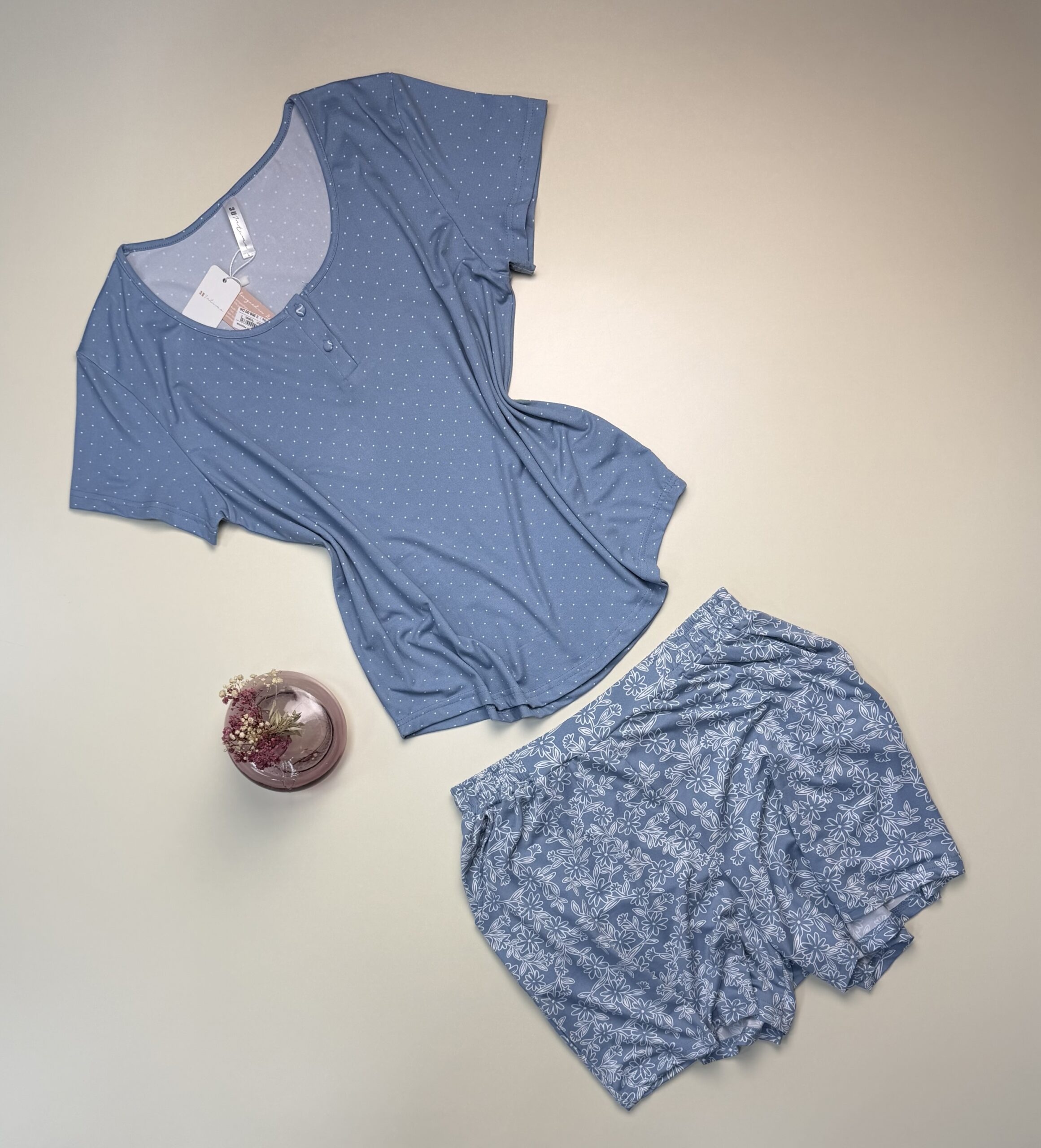 Pyjama short haut demi manche " Bleu " – Image 2