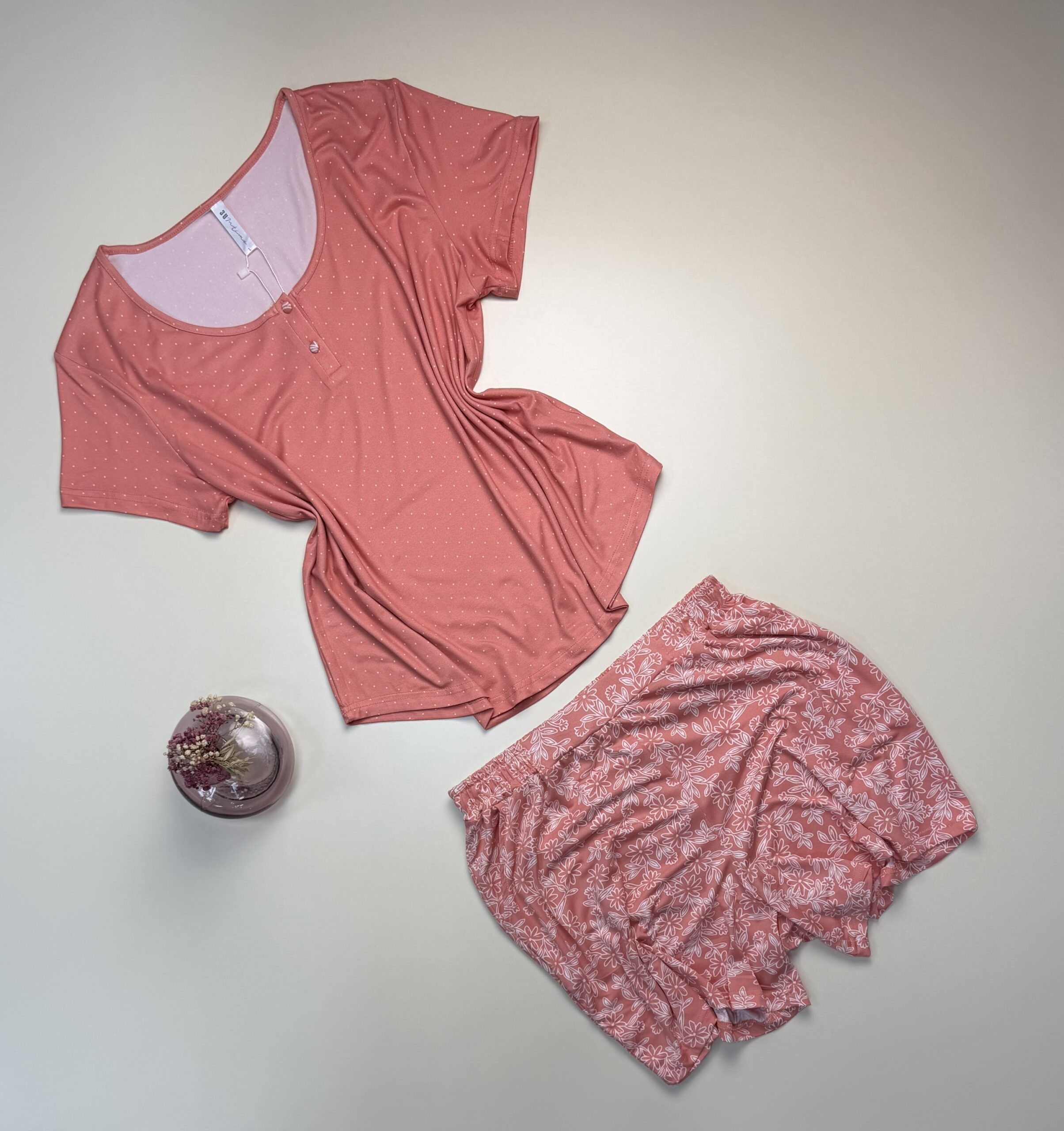 Pyjama short haut demi manche " Saumon " – Image 2