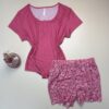 Pyjama short haut demi manche " Rose "