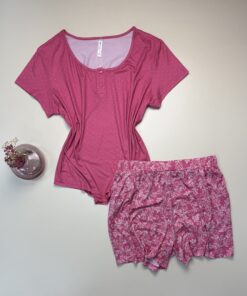 Pyjama short haut demi manche " Rose "