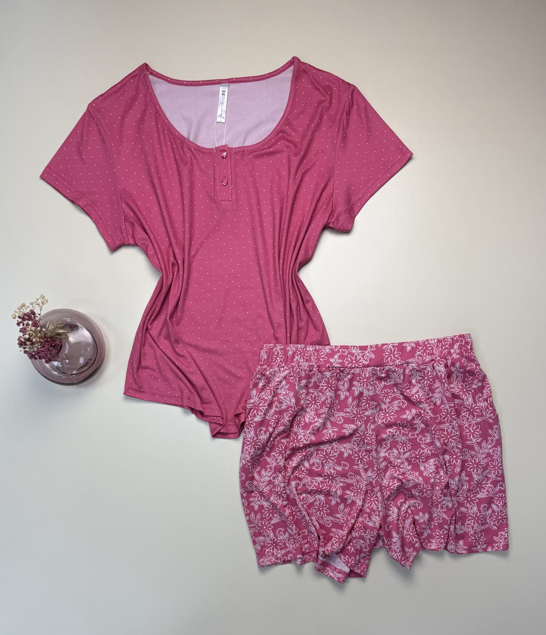 Pyjama short haut demi manche " Rose "