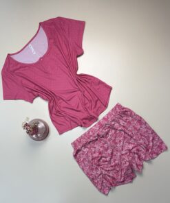 Alternative view of Pyjama short haut demi manche " Rose "