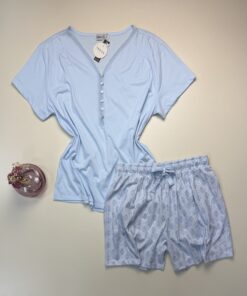Pyjama short haut demi manche " Bleu "