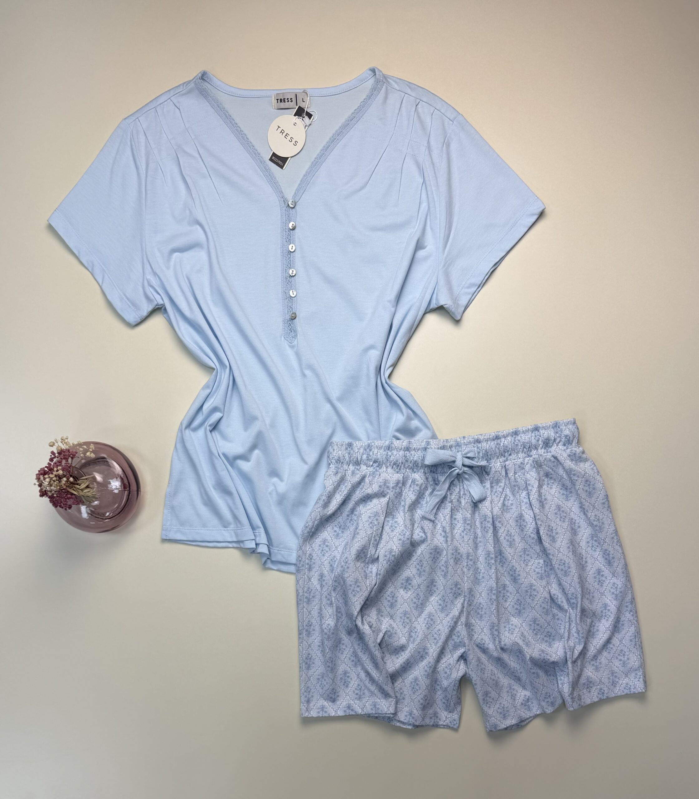 Pyjama short haut demi manche " Bleu "