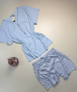Alternative view of Pyjama short haut demi manche " Bleu "