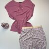 Pyjama short haut demi manche " Rose  "