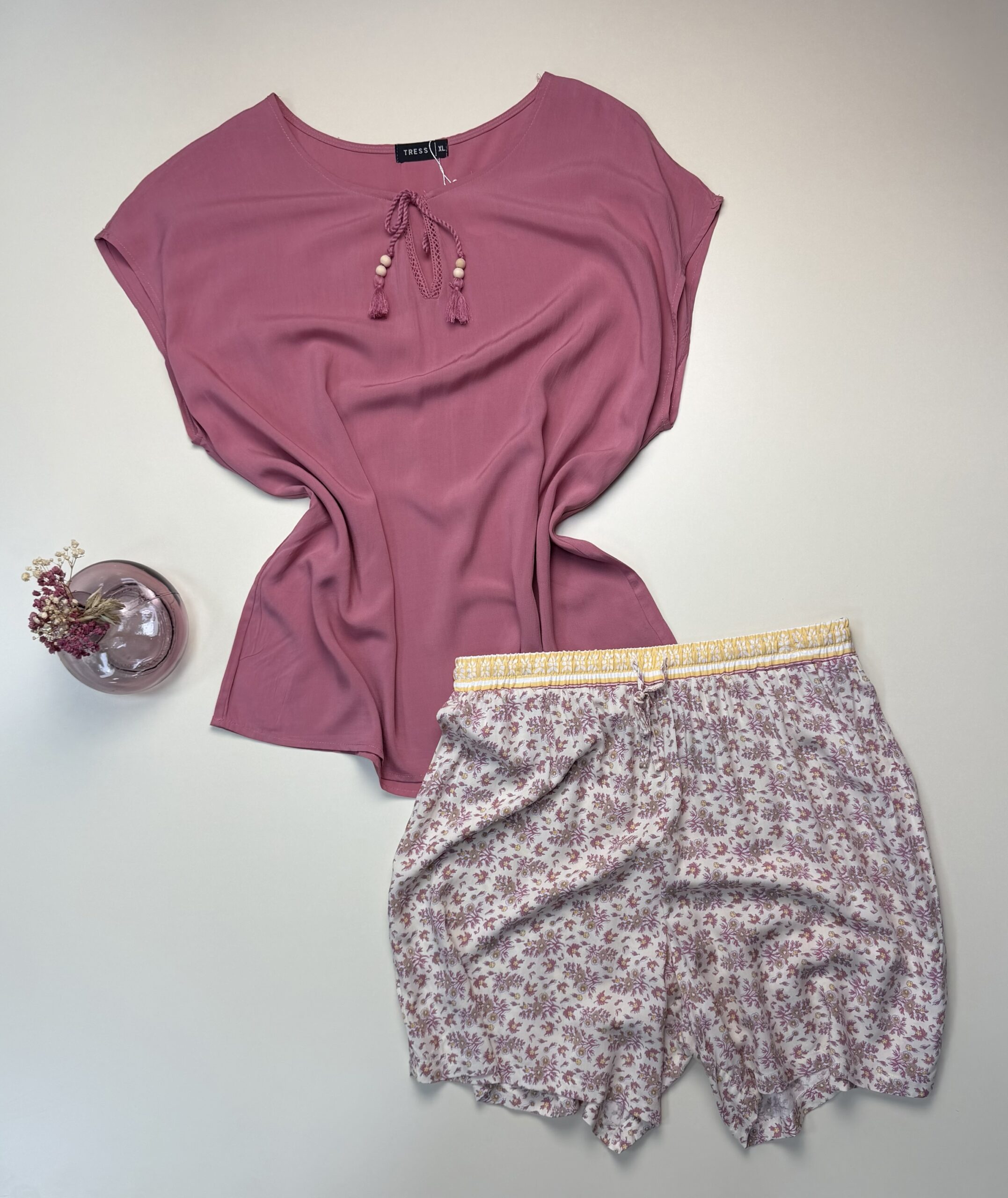 Pyjama short haut demi manche " Rose "