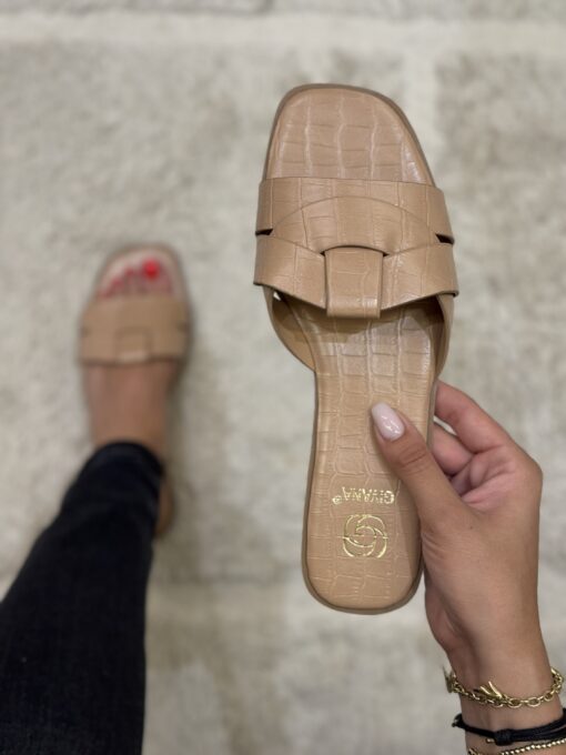 Mule - Croco Nude -