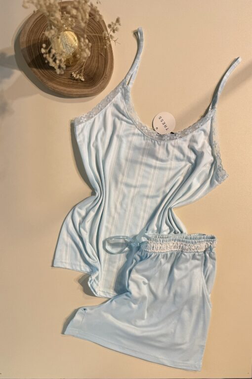 Pyjama short bustier " Bleu "