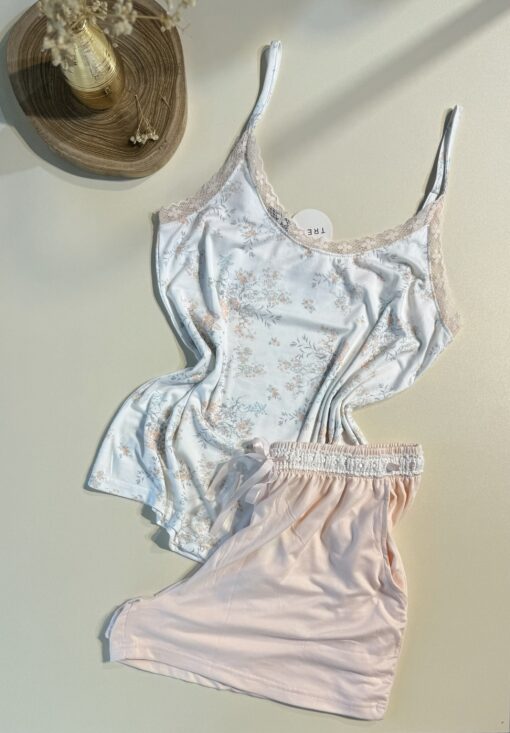 Pyjama short bustier " rose "