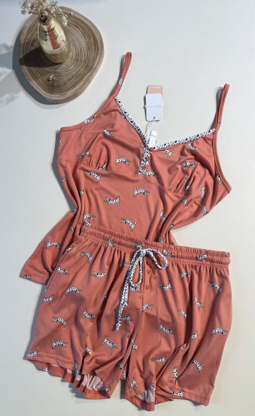 Pyjama short bustier " Saumon "