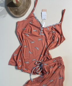 Alternative view of Pyjama short bustier " Saumon "