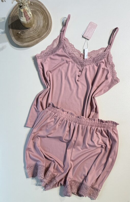 Pyjama short bustier " rose "