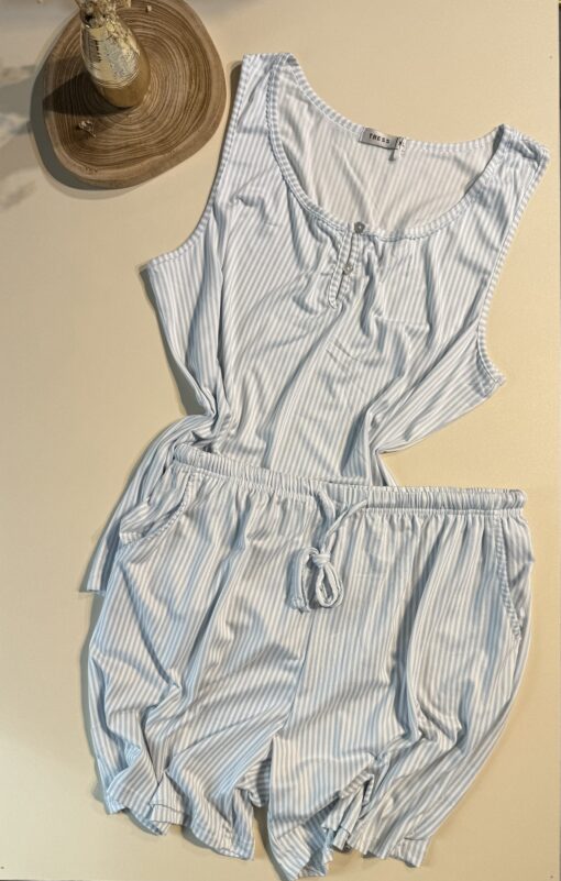 Pyjama short bustier " Bleu "