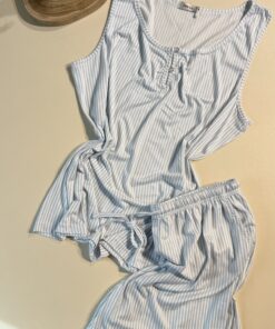 Alternative view of Pyjama short bustier " Bleu "