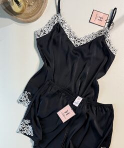 Bustier-short en satin H " Noir "