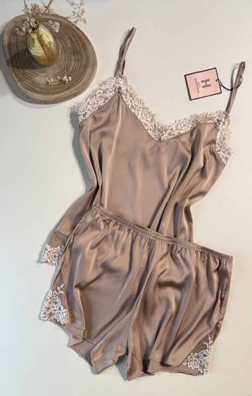 Bustier-short en satin H " Beige foncé "