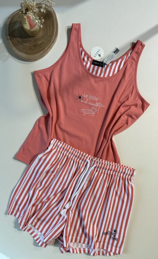 Pyjama short bustier " Orange "