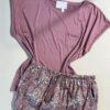 Pyjama short haut demi manche " Rose foncé "