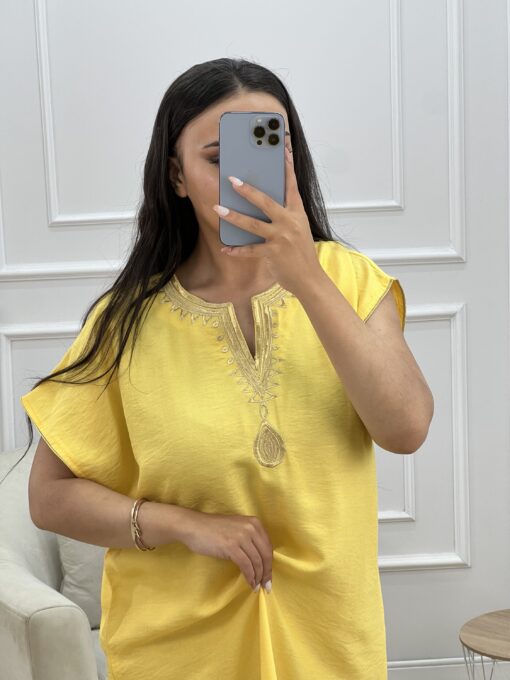 Robe d'hotesse - Mayssa - en lin " Jaune "