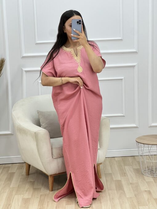 Robe d'hotesse - Mayssa - en lin " Rose clair "