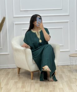 Alternative view of Robe d'hotesse - Mayssa - en lin " Vert "