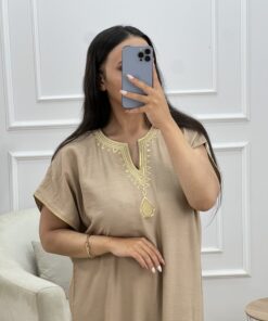 Robe d'hotesse - Mayssa - en lin " Beige "