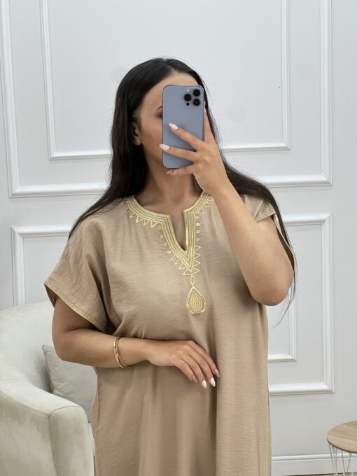 Robe d'hotesse - Mayssa - en lin " Beige "