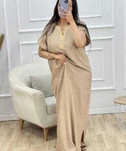 Alternative view of Robe d'hotesse - Mayssa - en lin " Beige "