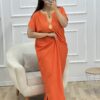 Robe d'hotesse - Mayssa - en lin " Orange "