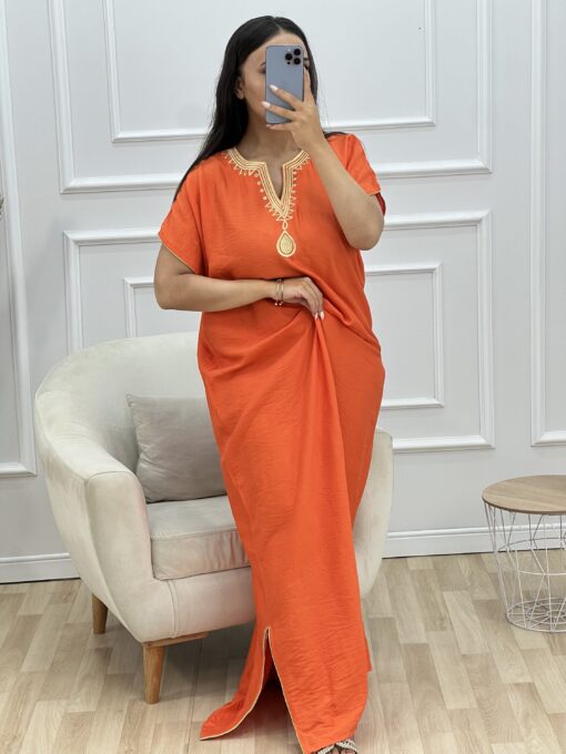 Robe d'hotesse - Mayssa - en lin " Orange "