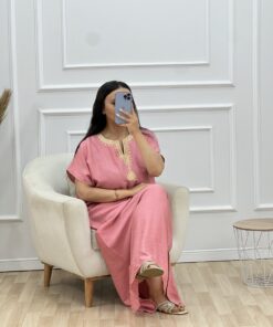 Alternative view of Robe d'hotesse - Mayssa - en lin " Rose clair "