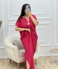 Robe d'hotesse - Mayssa - en lin " Rose fushia "