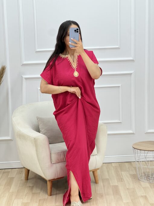 Robe d'hotesse - Mayssa - en lin " Rose fushia "