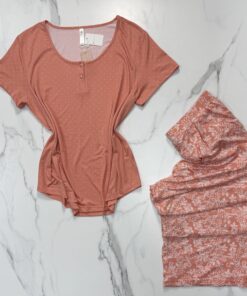 Alternative view of Pyjama pantalon haut demi manche " Orange "