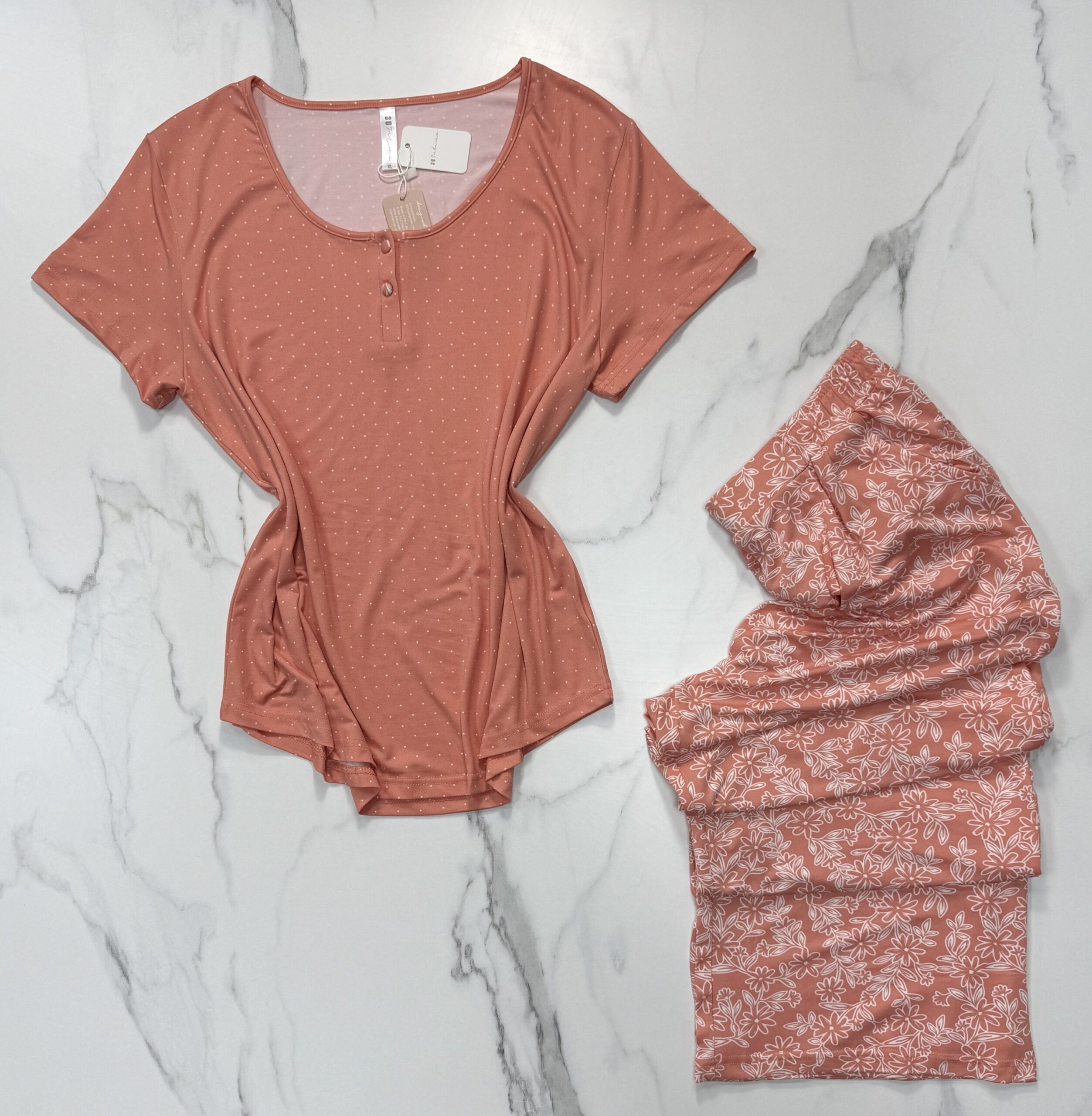 Pyjama pantalon haut demi manche " Orange " – Image 2