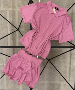 Alternative view of Pyjama short haut demi manche " Rose "