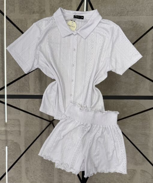 Pyjama short haut demi manche " Blanc "