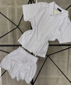 Alternative view of Pyjama short haut demi manche " Blanc "
